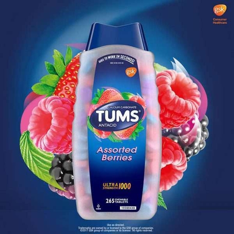 Viên nhai hỗ trợ dạ dày Tums Extra Strength 750mg 200 viên của Mỹ