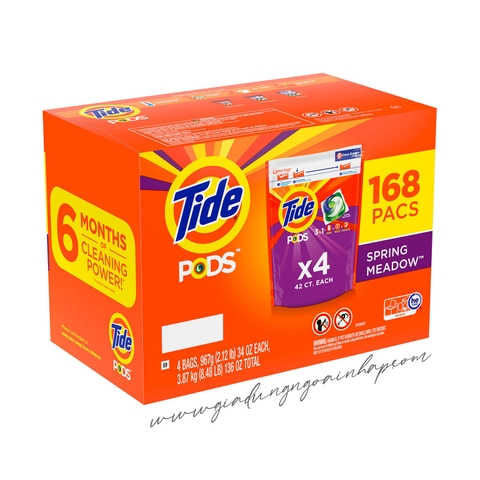 Viên giặt quần áo Tide Pods dành cho máy giặt Thùng 4 bịch x39 viên (156 viên)