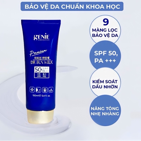 Kem chống nắng phổ rộng đa chức năng Dr Sunmilk Premium Genie SPF 50 PA+++ 100ml