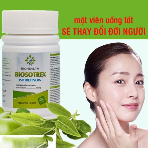 VIÊN UỐNG TRỊ MỤN BIOSOTREX ISOTRETINOIN BIOHEALTH CỦA MỸ 100 VIÊN