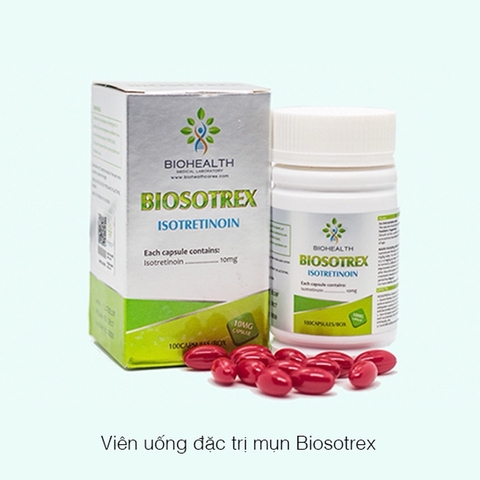 VIÊN UỐNG TRỊ MỤN BIOSOTREX ISOTRETINOIN BIOHEALTH CỦA MỸ 100 VIÊN