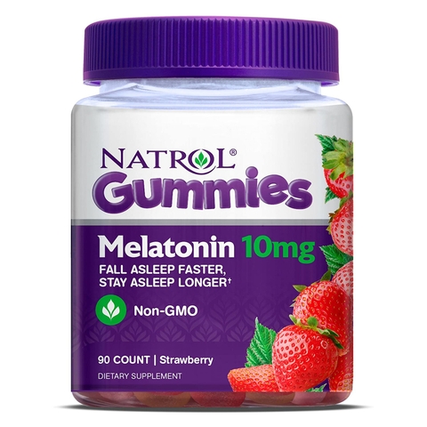 Thực phẩm chức năng Kẹo dẻo ngủ ngon Natrol Gummies Melatonin 10mg vị dâu của Mỹ