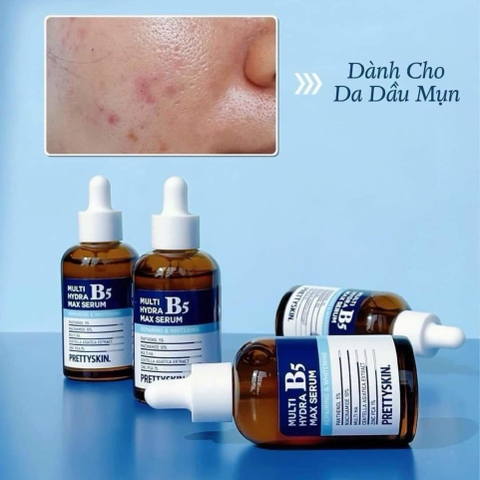 Serum dưỡng da B5 Prettyskin 50ml, tinh chất phục hồi da, dưỡng trắng, cấp ẩm cho da dầu Multi Hydra B5 Max Serum