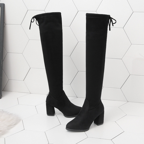 Giày Boot quá gối, đế 7cm, chất da lộn - G1507