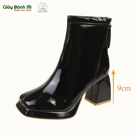 Giày Boot da bóng, đế cao 9cm - G1829