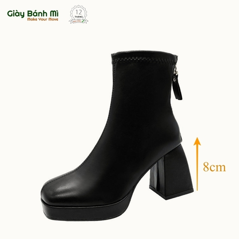 Giày Boot da PU, đế cao 8cm - G1830