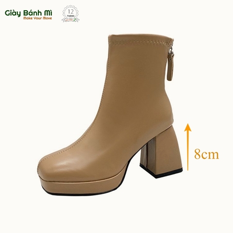 Giày Boot da PU, đế cao 8cm - G1830