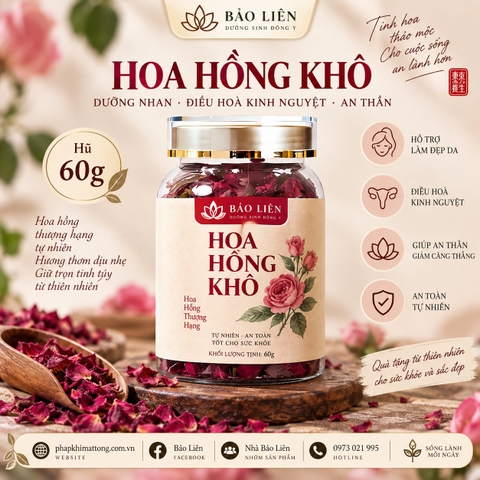 Hoa Hồng Kép Sấy Thăng Hoa - 60gram - Trà Thảo Mộc