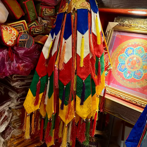 Tua Rua Thêu Tay Bằng Vải Ngũ Sắc Nepal – Phụ Kiện Trang Trí Trống Damaru, Dây Treo Gaba, Dải Lụa Trang Trí Pháp Khí