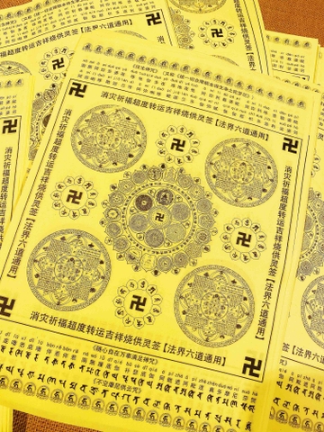 Pháp phẩm cầu phúc cát tường – Thư nguyện cầu, phẩm vật chiêu tài, giấy Mạn-đà-la và Mạn-đà-la Lục Đạo