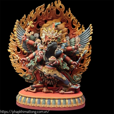 Tượng Hayagriva 28cm Đồng Tím Sơn Màu