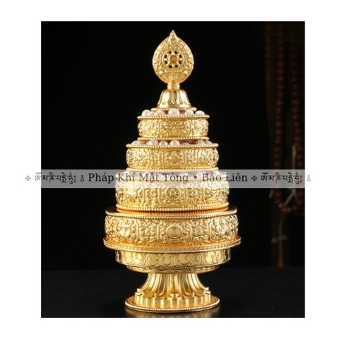 Tháp Mandala bằng bạc s990 mạ vàng 24k