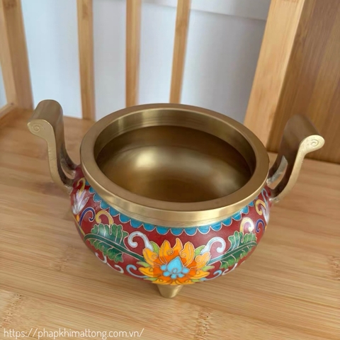 Lư đốt trầm tráng men lam