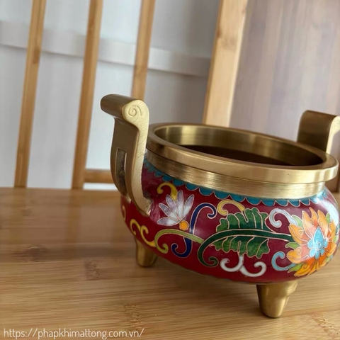 Lư đốt trầm tráng men lam