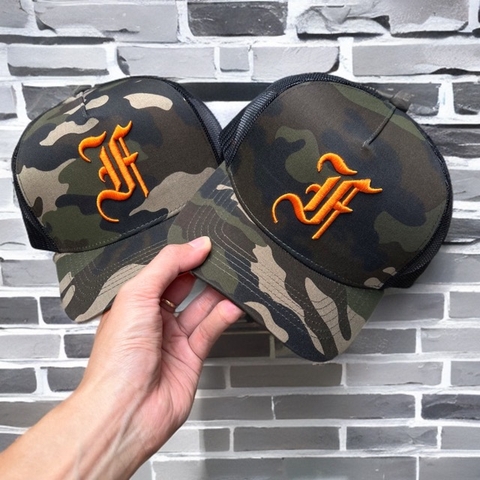 [56-58,5CM] Nón F chỉ cam vải camo fom truckercap lưới thoáng mát brand One Hat