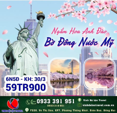 BỜ ĐÔNG MỸ - NGẮM HOA ANH ĐÀO 6N5Đ