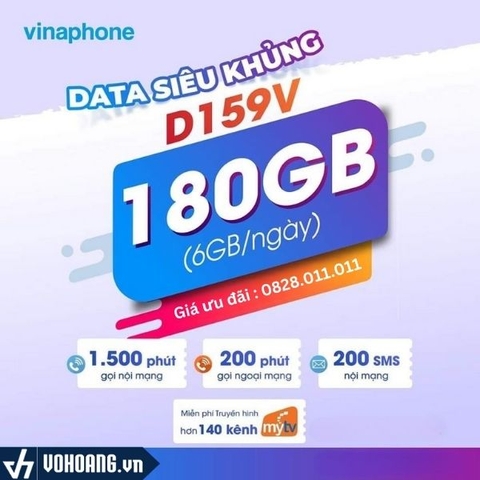 Vinaphone 12D159V | Data 4G 180GB/Tháng Cực Khủng - Sử Dụng 1 Năm