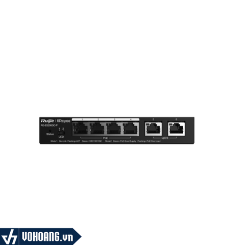 Ruijie RG-ES206GC-P | Switch/Hub 54W Gồm 4 Port PoE+ Với 2 Cổng Gigabit Cấp Mạng