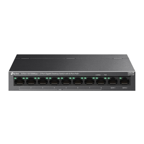 TP-LINK LS1210P | Bộ chuyển mạch để bàn 8 cổng 10/100Mbps + 2 cổng Gigabit với 8 cổng PoE+