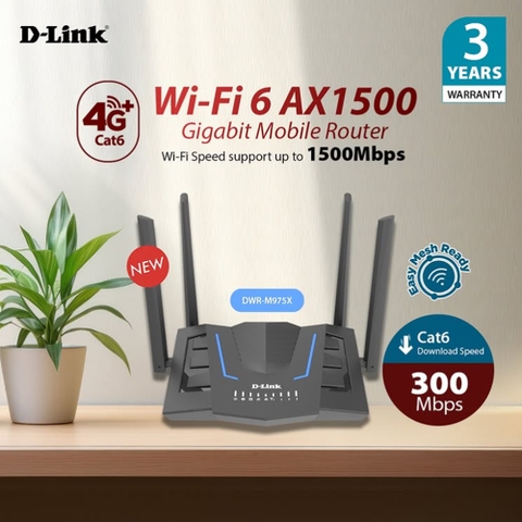 D-Link DWR-M975X | Bộ Định Tuyến Di Động Wi-Fi 6 Gigabit 4G+ LTE Cat 6
