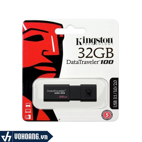 Kingston DT100G3/32GB | USB 3.0 Lưu Trữ Dữ Liệu Tốc Độ Cao Thiết Kế Nắp Trượt | Hàng Chính Hãng