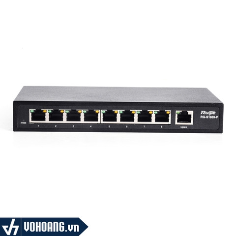 Ruijie RG-S1809-P | Switch 8 Port PoE Hỗ Trợ 1 Port GE Uplink Công Suất 118W | Hàng Chính Hãng