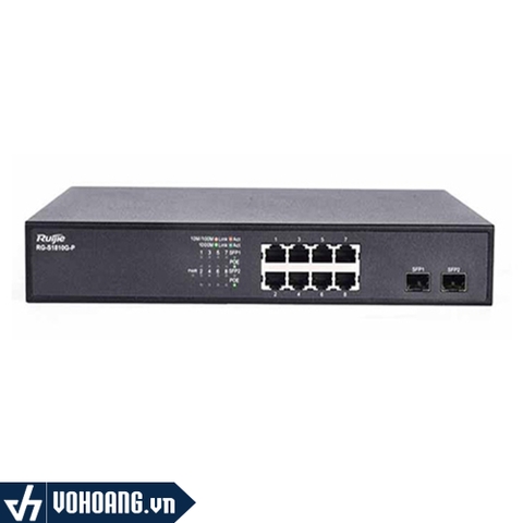 Ruijie RG-S1810G-P | Switch Chuyên Dụng 8 Port PoE 124W, 2 Port SFP Cho Camera | Hàng Chính Hãng