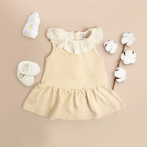 Quần áo trẻ em Bobicraft - Áo đầm bé gái cổ bèo không tay - Cotton hữu cơ organic an toàn