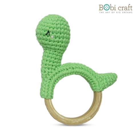 Thú bông len Bobicraft - Vòng  lục lạc khủng long cổ dài Brachio - Đồ chơi an toàn Quà tặng bé