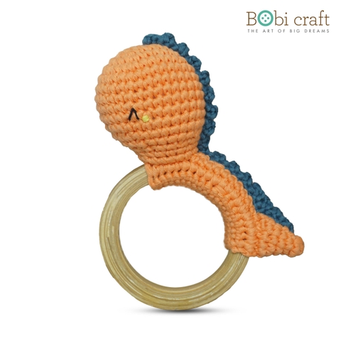 Thú bông len Bobicraft - Vòng lục lạc khủng long T-rex - Đồ chơi an toàn Quà tặng bé