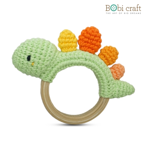 Thú bông len Bobicraft - Vòng lục lạc khủng long lưng gai Stego - Đồ chơi an toàn Quà tặng bé