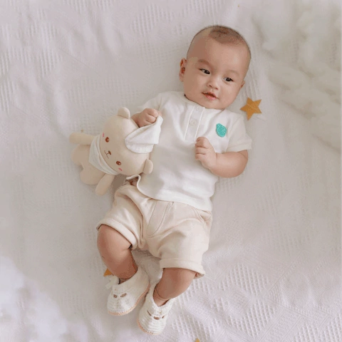 Quần áo trẻ em Bobicraft - Quần short bé trai nâu kem - Cotton hữu cơ organic an toàn