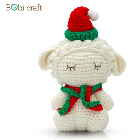 Thú bông len Bobicraft - Cừu ngồi giáng sinh - Bộ Platinum - Đồ chơi an toàn Quà tặng bé