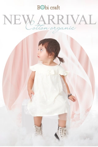 Quần áo trẻ em Bobicraft - Áo đầm voan sao tay bèo - Cotton hữu cơ organic an toàn
