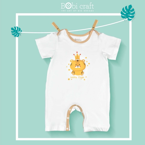 Quần áo trẻ em Bobicraft - Bộ đồ liền thân bodysuit Romper tay ngắn quần đùi hổ bé trai bé gái - Cotton hữu cơ organic an toàn