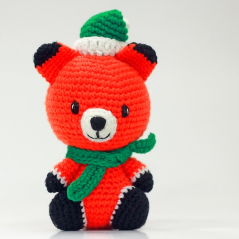 Thú bông len Bobicraft - Cáo ngồi giáng sinh - Bộ màu - Đồ chơi an toàn Quà tặng bé