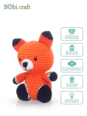 Thú bông len Bobicraft - Cáo đực ngồi màu - Đồ chơi an toàn Quà tặng bé