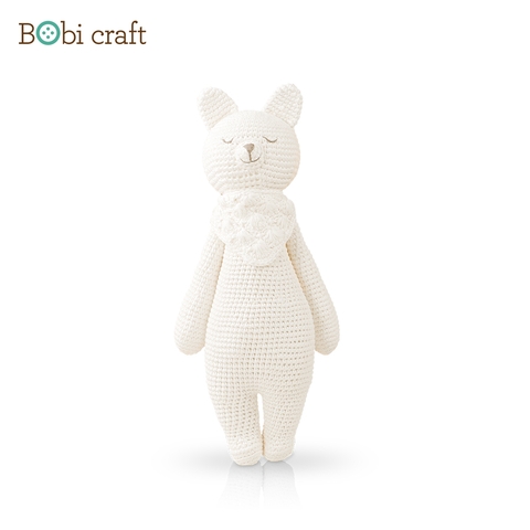 Thú bông len Bobicraft - Cáo đực đứng - bộ Platinum - Đồ chơi an toàn Quà tặng bé