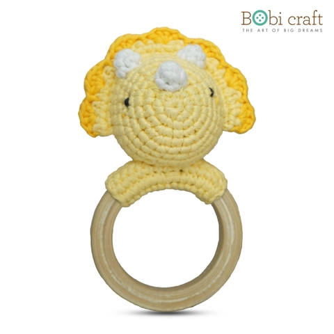 Thú bông len Bobicraft - Vòng lục lạc khủng long 3 sừng Tricera - Đồ chơi an toàn Quà tặng bé