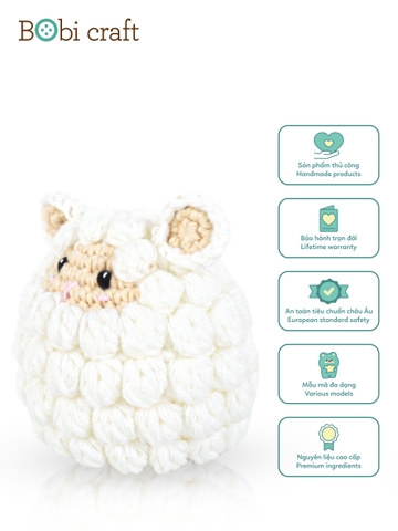 Thú bông len Bobicraft - Cừu Poppy lục lạc - Đồ chơi an toàn Quà tặng bé