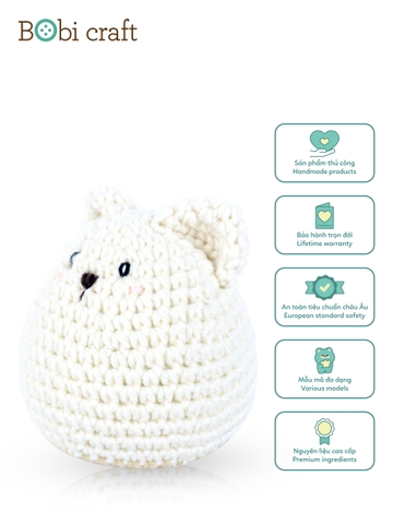 Thú bông len Bobicraft - Gấu Bobbie lục lạc - Đồ chơi an toàn Quà tặng bé