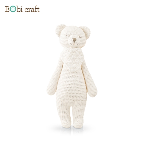 Thú bông len Bobicraft - Gấu đực đứng - bộ Platinum - Đồ chơi an toàn Quà tặng bé