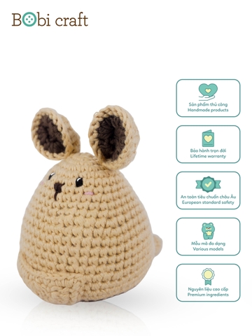 Thú bông len Bobicraft - Kanguroo lục lạc - Đồ chơi an toàn Quà tặng bé