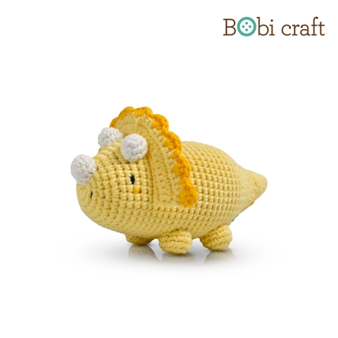 Thú bông len Bobicraft - Khủng long 3 sừng Tricera lục lạc - Đồ chơi an toàn Quà tặng bé