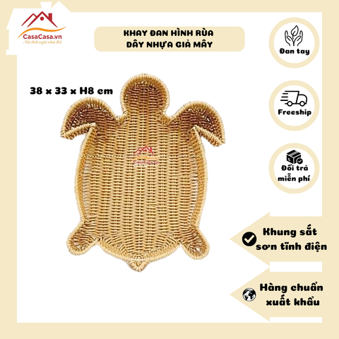 [CasaCasa] Khay Hình Rùa Đan Dây Nhựa Đan Tay Tinh Xảo Đựng Đồ Đa Năng (Plastic Turtle-Shaped Tray)
