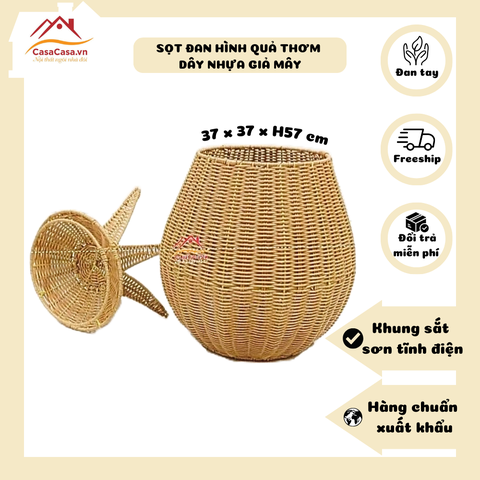 Sọt Đan Dây Nhựa Thủ Công Cao Cấp – Hình quả Thơm Ngộ Nghĩnh, Đa Năng Trong Lưu Trữ