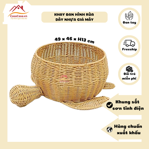[CasaCasa] Giỏ Đan Dây Nhựa Giả Mây Hình Rùa Đựng Đồ Đa Năng Cute (Tortoise-shaped plastic rattan)