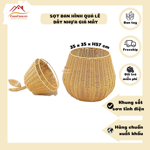 [CasaCasa] Giỏ Đan Dây Nhựa Hình Quả Lê Có Nắp Đựng Đồ, Decor (Pear-shaped Plastic Wicker Basket)