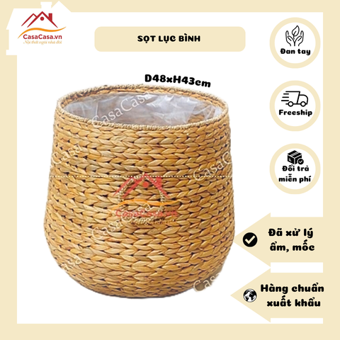 [CasaCasa] Giỏ Đan Lục Bình Đựng Đồ Đa Năng Kết Hợp Chậu Cây (Water Hyacinth Wicker Basket)