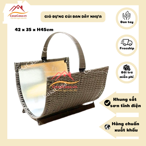 [CasaCasa] Giỏ Đựng Củi Giả Mây Decor Phong Cách Châu Âu Sang Trọng (Faux Rattan Firewood Basket)